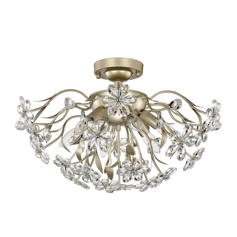 Paola 6-Light Brushed Silver-ish Champagne Daisy Flower Crystal Glass Sputnik Branch Flush Mount image number 0