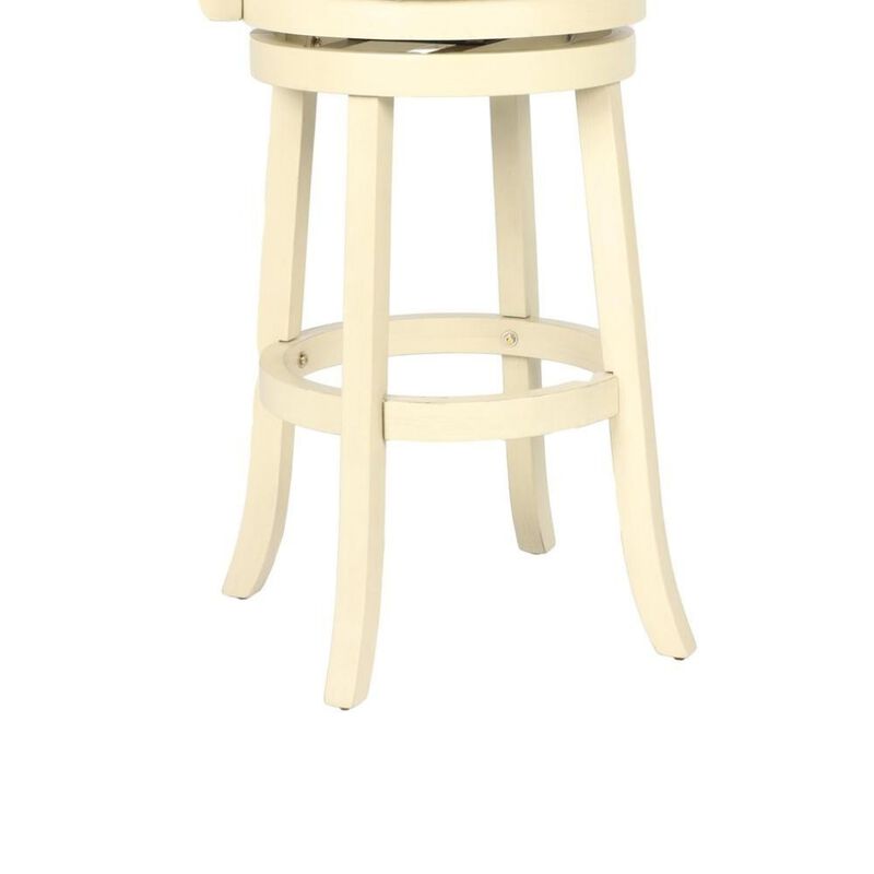White Solid Wood Swivel Bar Stools Set of 2, Upholstered Seat image number 1