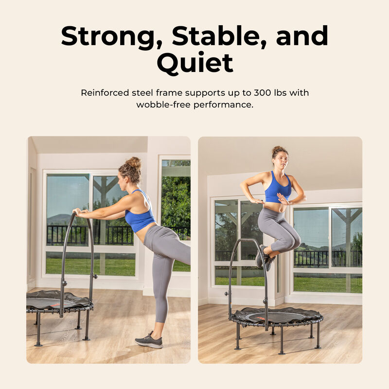 Sunny Health & Fitness Active Quiet Fitness 36" Trampoline with Adjustable Stability Handlebar image number 4
