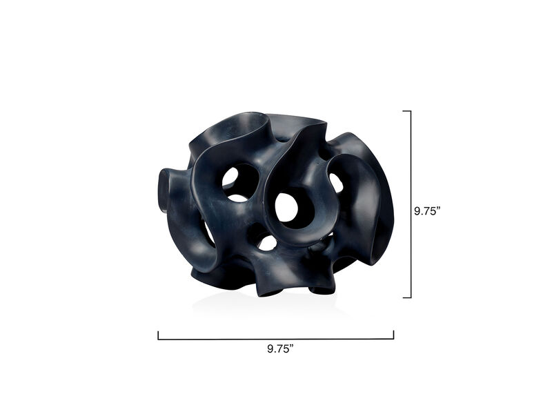 Ribbon Sphere in Black Resin