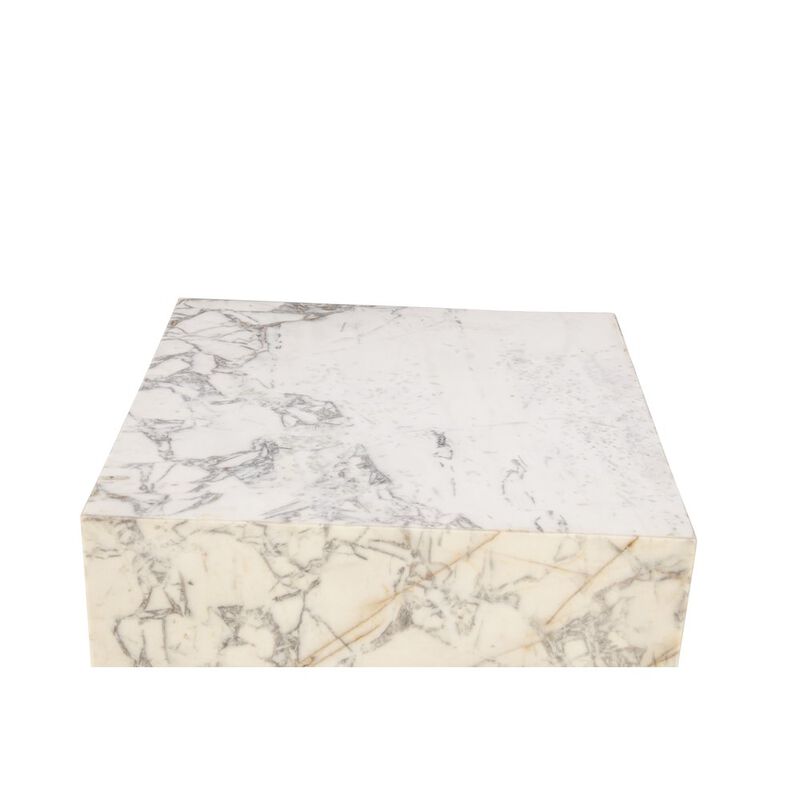 World Interiors Giza 32 Drum Coffee Table in Alabaster Marble
