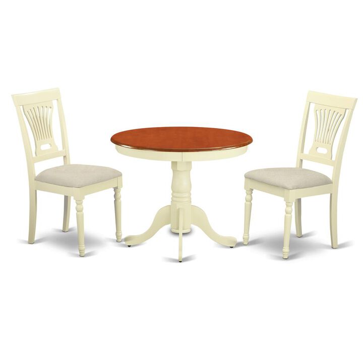 3 Pc Kitchen nook Dining set-round Table plus 2 Chairs for Dining room