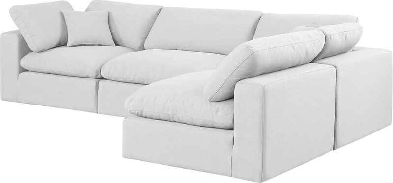 Meridian Furniture Comfy White Linen Textured Fabric Modular Sectional