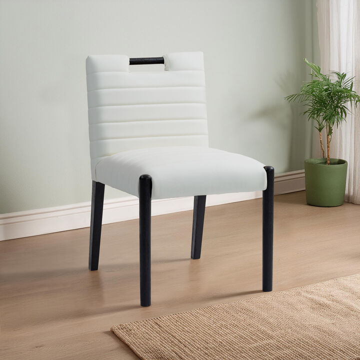 Meridian Furniture Aimee Cream Vegan Leather Dining Side Chair, Set of 2