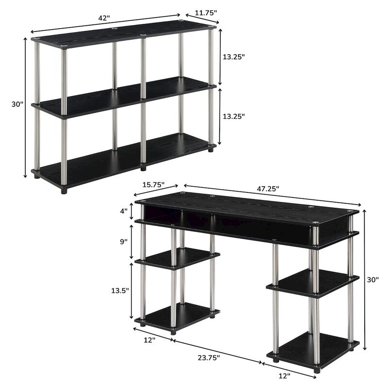 Convenience Concepts Designs2Go No Tools Desk and Console Table Set