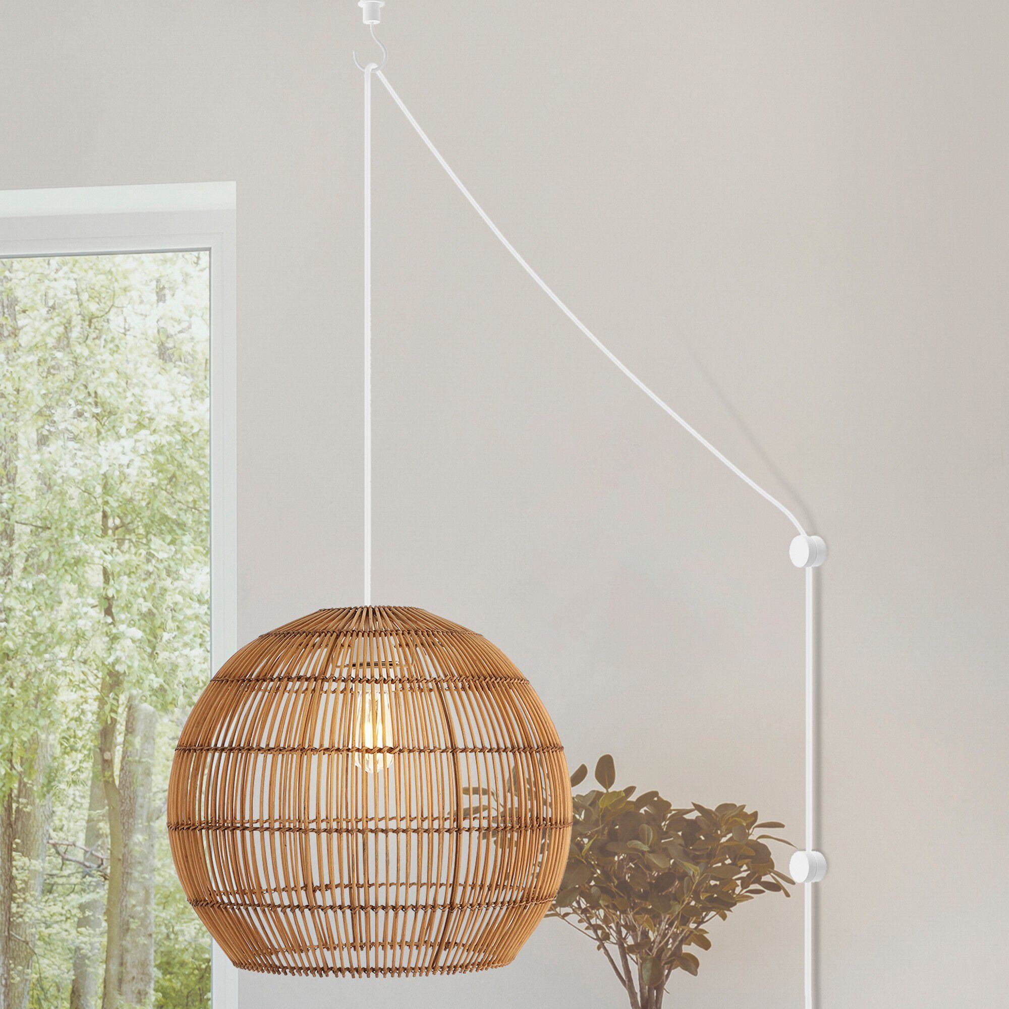 Raya 1-Light Farmhouse Coastal Rattan 180