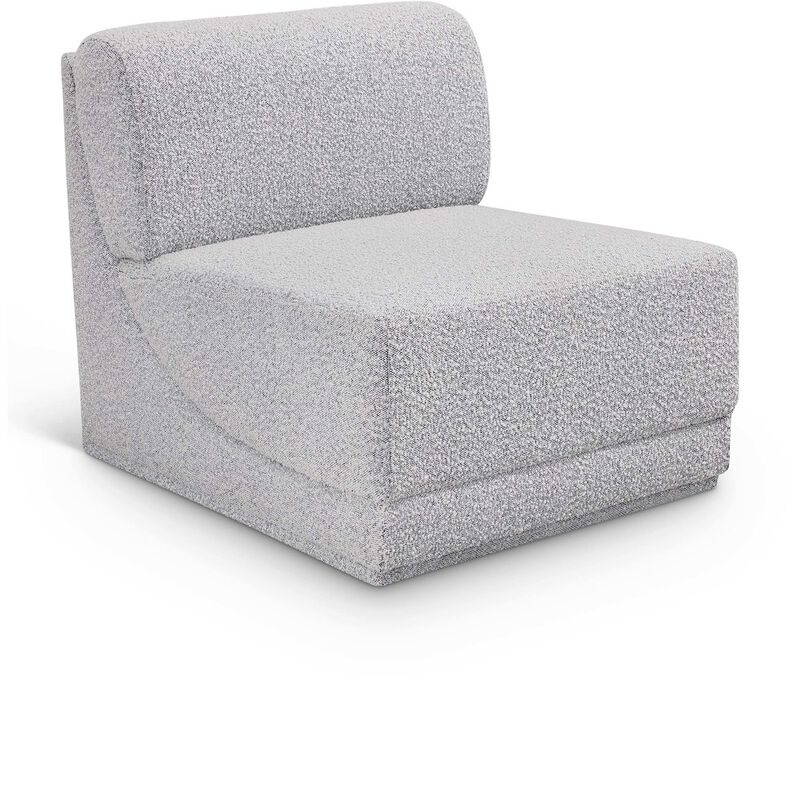 Meridian Furniture Ollie Grey Boucle Fabric Armless