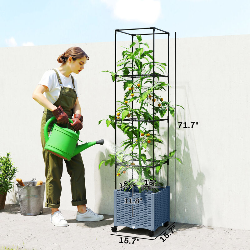 Hivvago Tomato Cage Planter Box with Trellis and Drainage image number 2