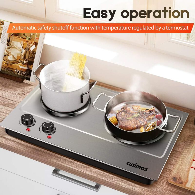 Cusimax Hot Plate, 1800W Electric Burner Double Hot Plate for Cooking Countertop Burner with Adjustable Temperature Control, Portable Cooktop image number 5