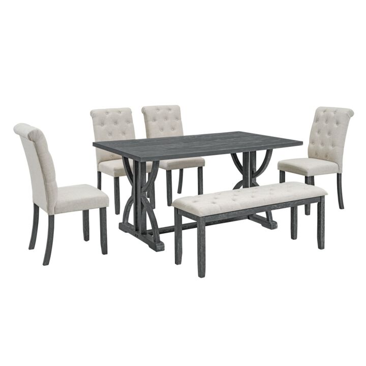 Poxtug Retro Farmhouse Rectangular Dining Set