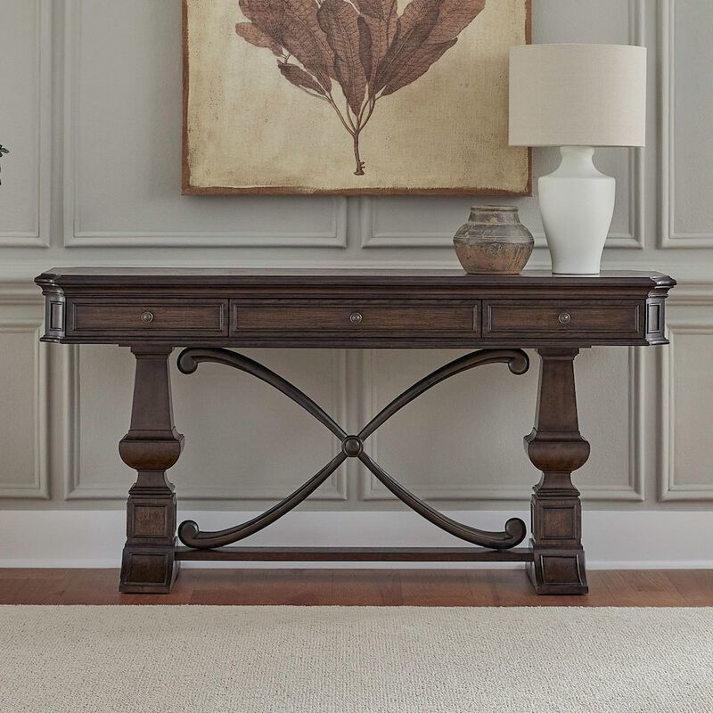 Liberty Furniture Providence Park Sofa Table for Living Room - Chateau Brown image number 1