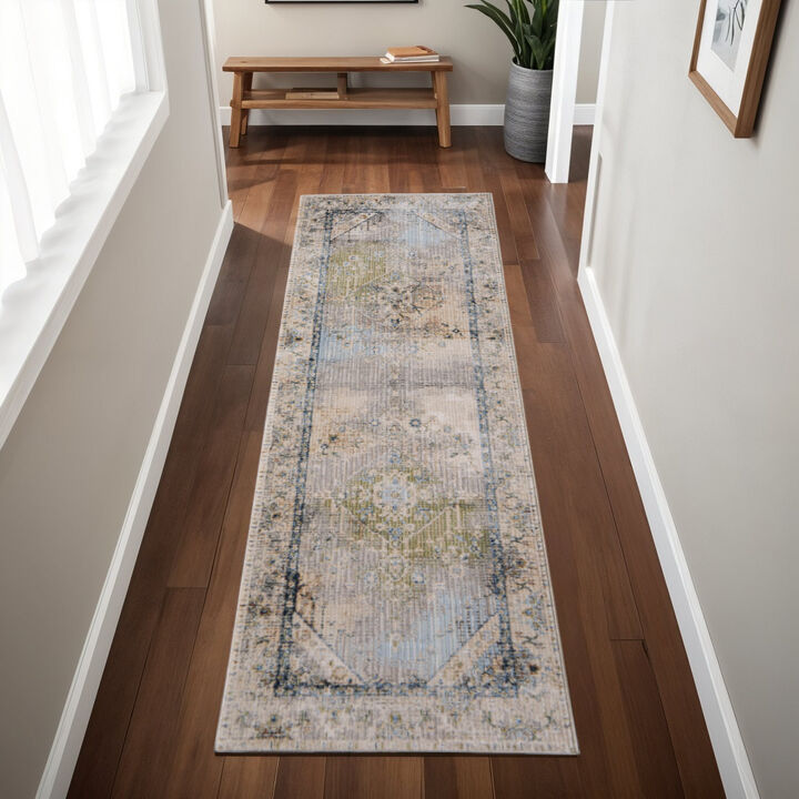 HomeRoots Abstract Distressed Runner Rug