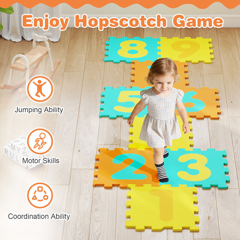Foam Puzzle Floor Mat for Kids &ndash; 9 Interlocking Pieces with 3 Marker Discs image number 6