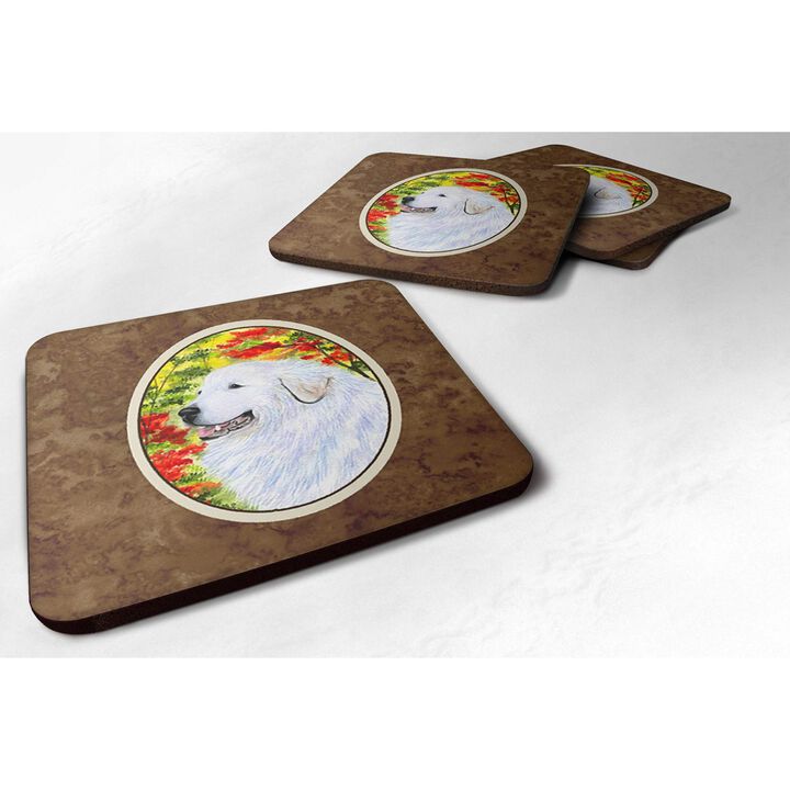 Caroline's Treasures SS8235FC Great Pyrenees Foam Coasters (Set of 4), 3.5 H x 3.5 W, Multicolor