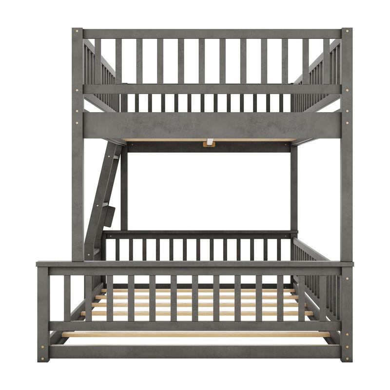 Merax Full XL over Queen Bunk Bed with Ladder and Guardrails