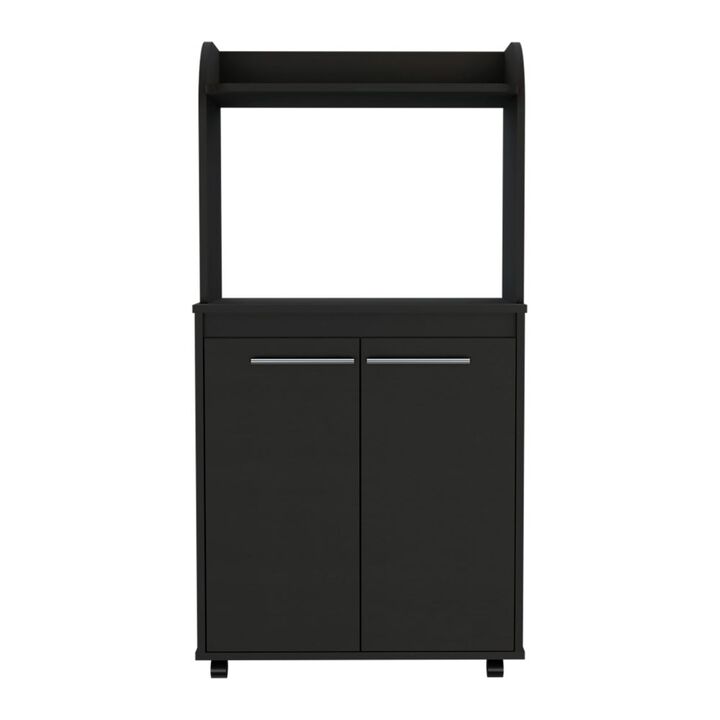 DEPOT E-SHOP Lucca Kitchen Cart, Double Door Cabinet, One Open Shelf, Two Interior Shelves