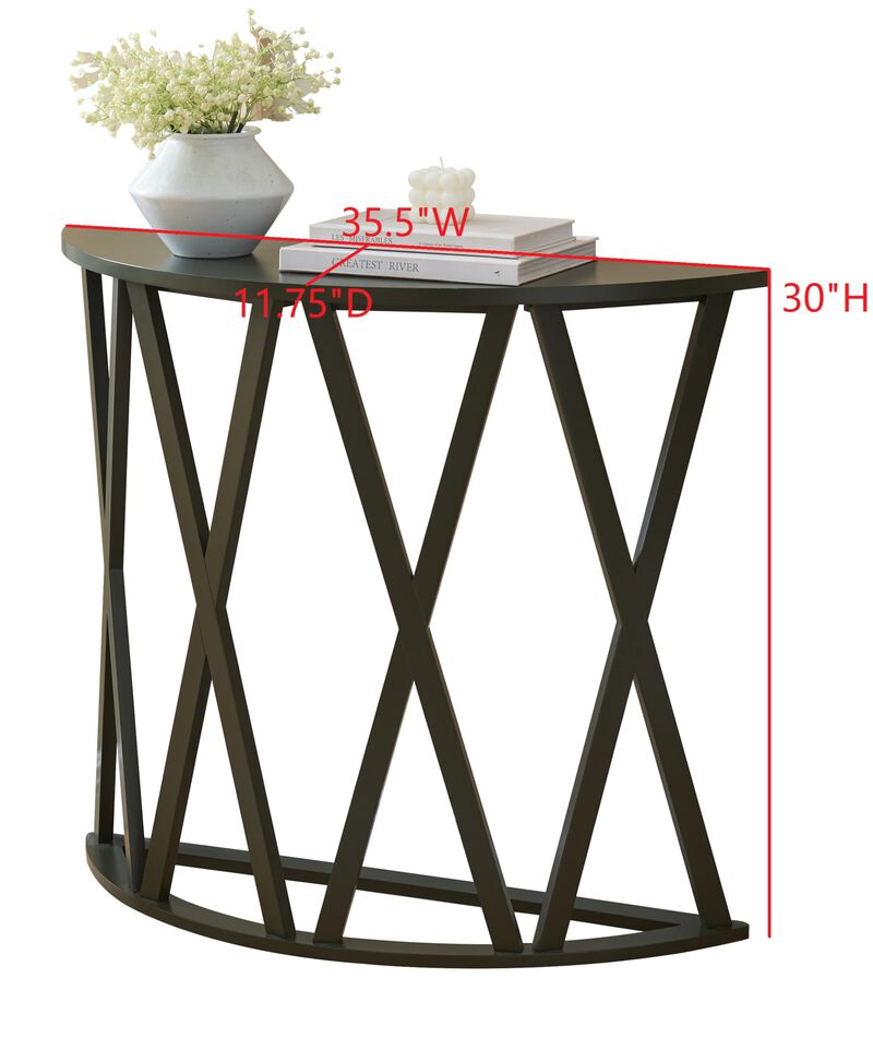 Kings Brand Furniture Vienna Console Table - Semicircular Side Coffee Table for Living Room, Bedroom (White)