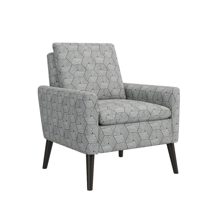 HL Home Furnishings Mid-Century Modern Armchair in Gray and Cream Honeycomb