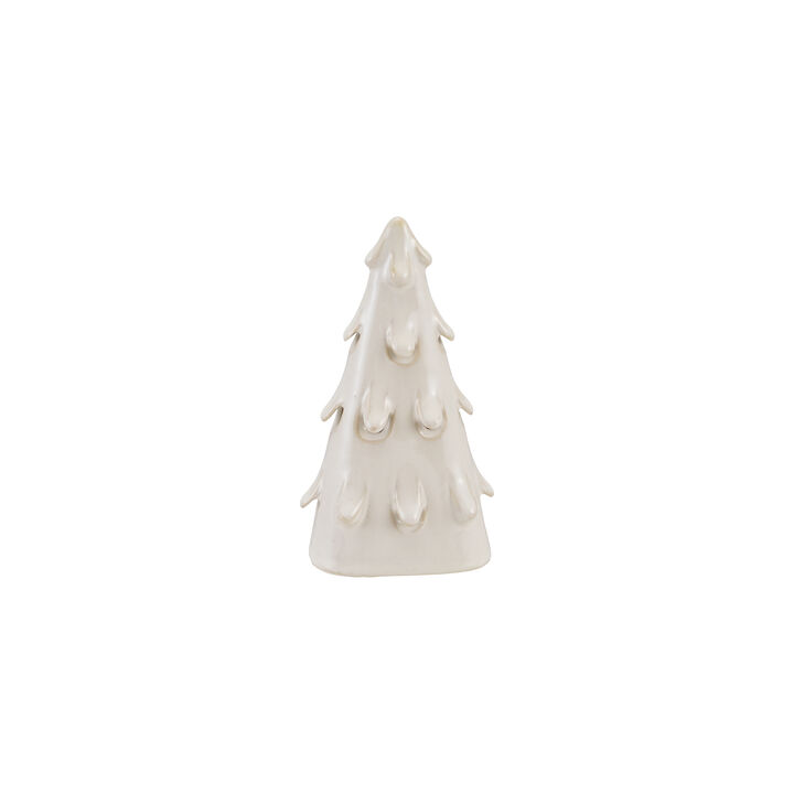 Cream Stoneware Tree with Cut-Outs and LED Glow