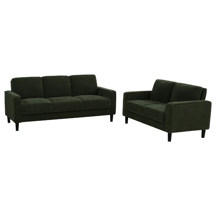 2pc Sofa and Loveseat Set, Track Arms, Foam Fill Upholstery