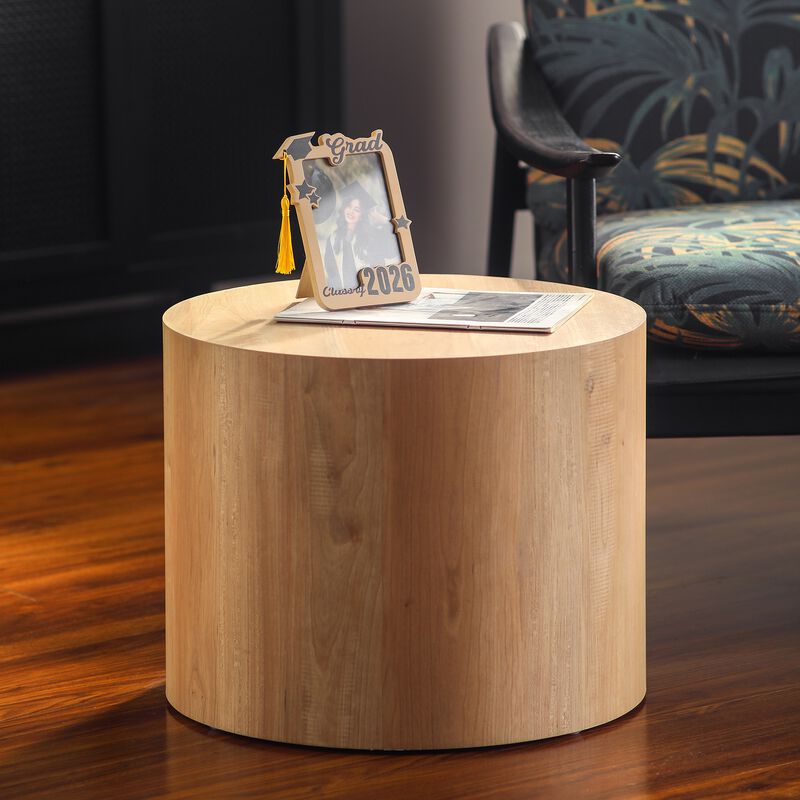 Modern Round Drum Nesting Coffee Table Set of 2, Wooden Cylinder Coffee Tables for Living Room, Space-Saving Design image number 2