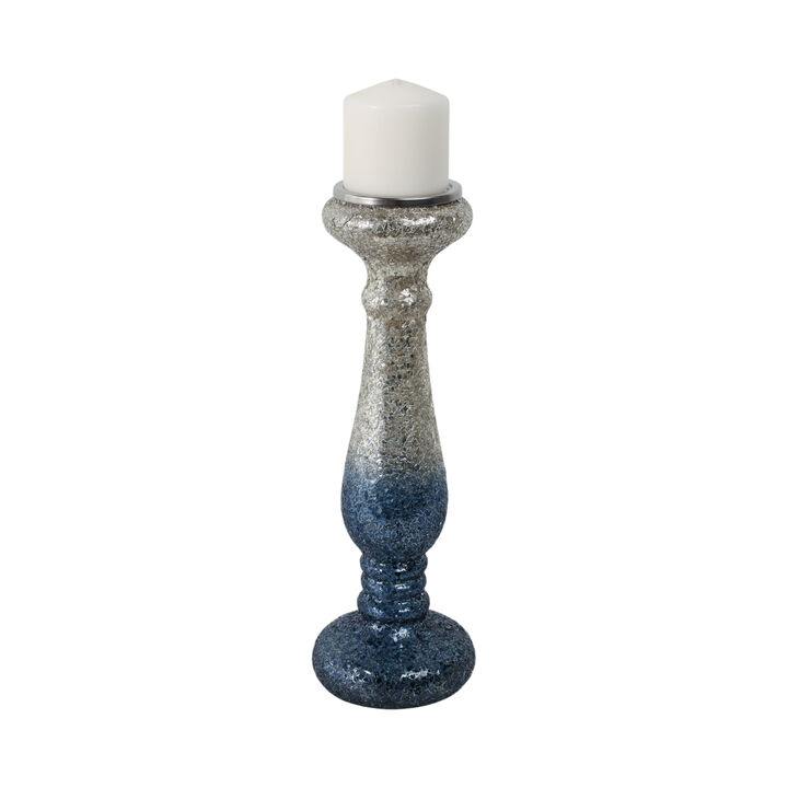 Silver Blue Crackled Candle