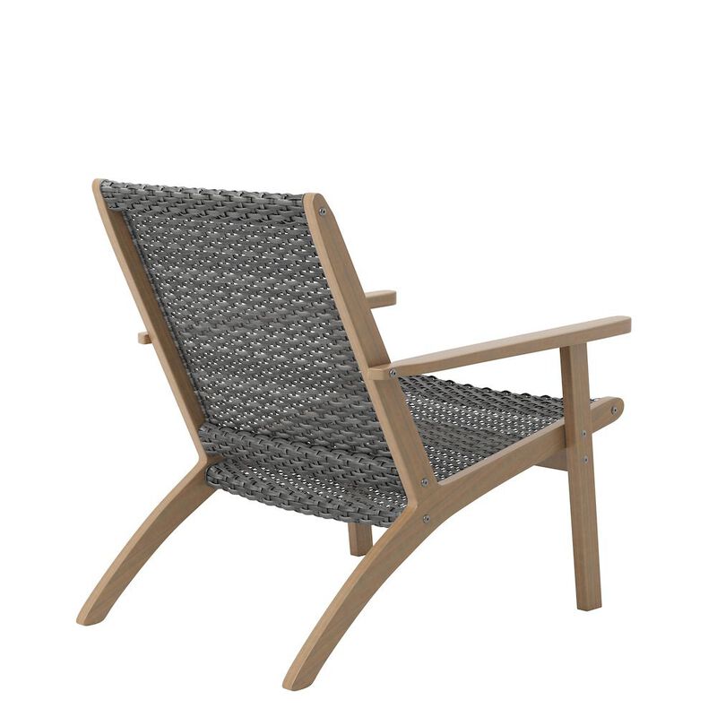 Gray Patio Table and Chairs Set of 3-Pieces, Wooden Outdoor Furniture Set image number 3