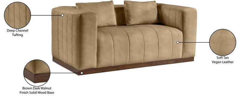 Meridian Furniture Mallina Tan Vegan Leather Loveseat