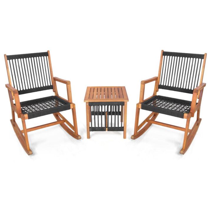 Hivvago 3 Pieces Acacia Wood Rocking Bistro Set