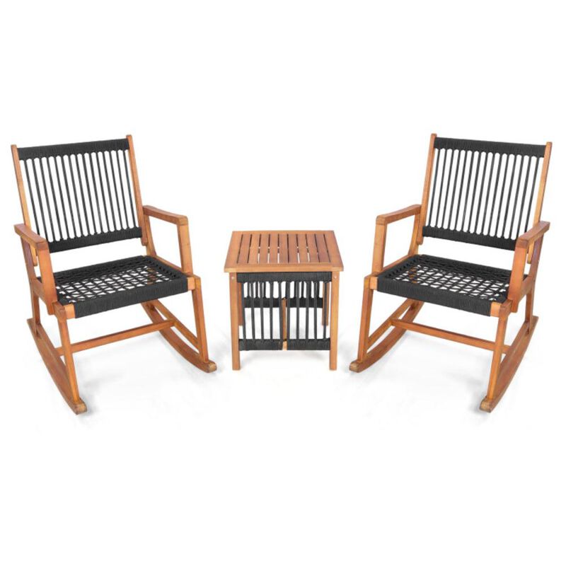 Hivvago 3 Pieces Acacia Wood Rocking Bistro Set