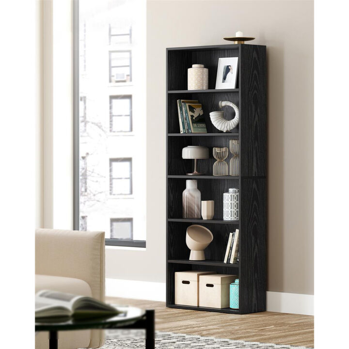 Adjustable 6 Tier Open Bookcase Storage Shelf Organizer Rack