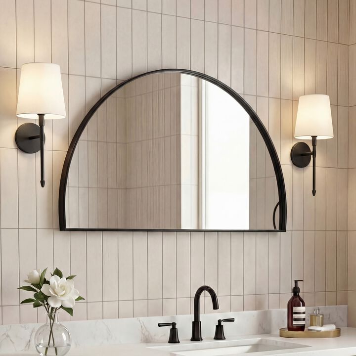 Solstice Half Circle Metal Framed Wall Mounted Mirror