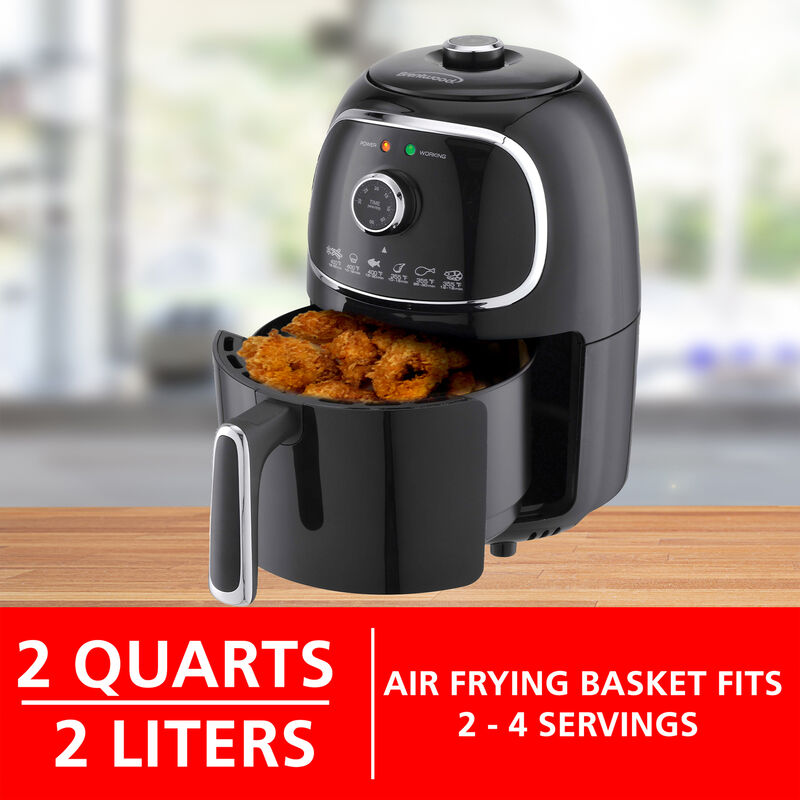Brentwood AF-202BK 2 Quart Small Electric Air Fryer Black with Timer and Temp Control