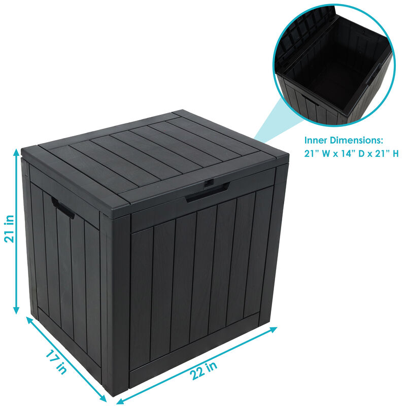 Sunnydaze 32 gal Faux Wood Plastic Outdoor Storage Box