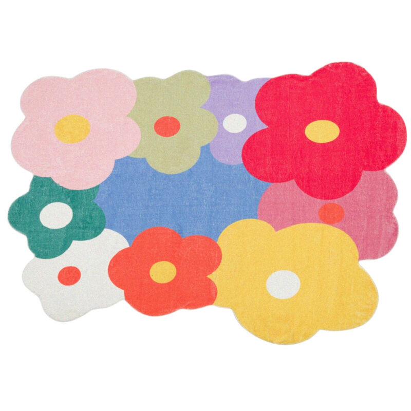 Lany Space Area Rug, Washable Non-Slip Rug, Funky Flowers Rug for Living Room, Bedroom image number 0
