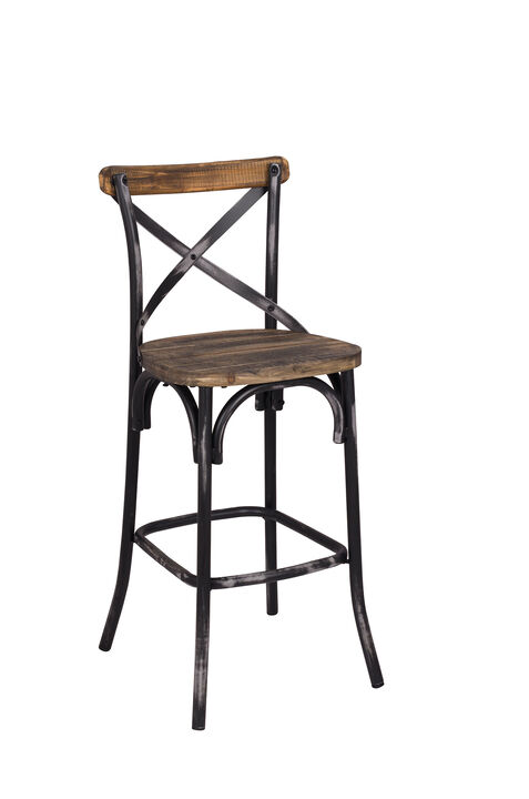ACME Zaire Bar Chair, Antique Black & Antique Oak
