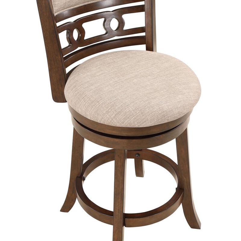 New Classic Furniture Gia 24 Solid Wood Swivel Counter Stool with Fabric Seat in Cherry