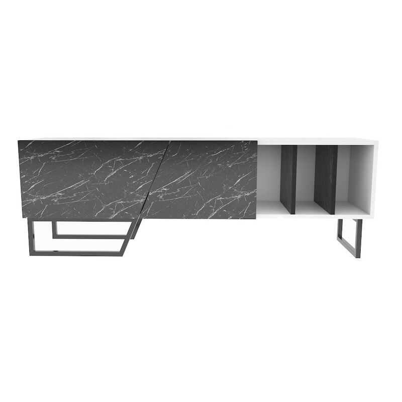 Decorotika Linossa Tv Stand White Bendire Marble Black