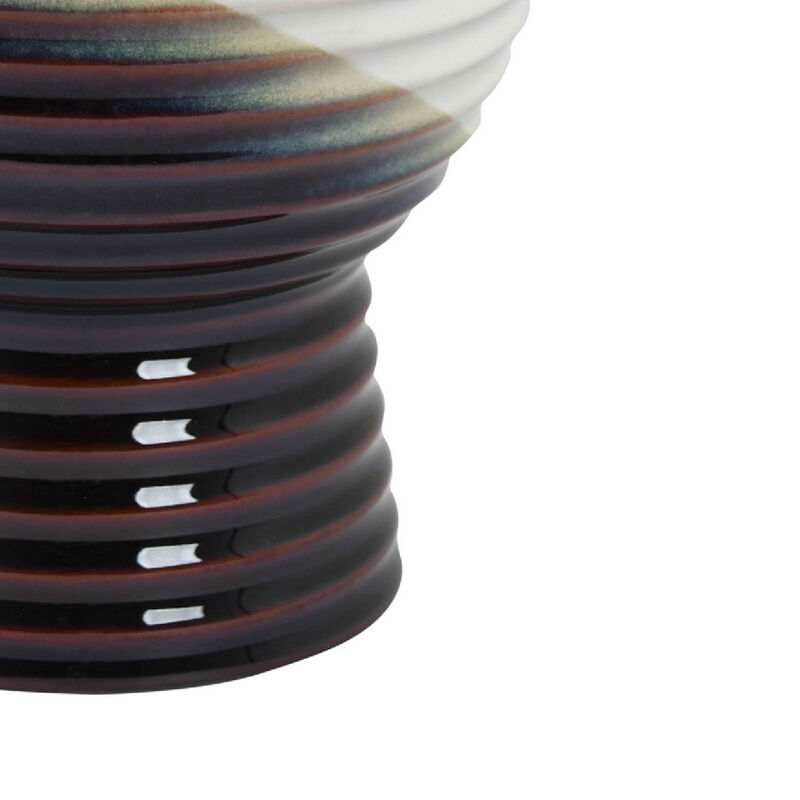 Decorative Planter, Tapered Body, Flared Pedestal, Gray Ceramic 10 Inch image number 3