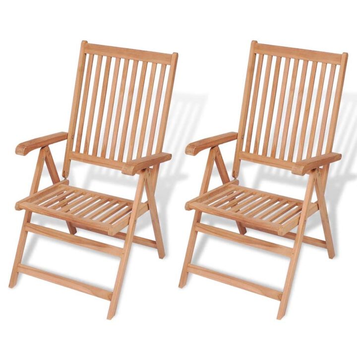 vidaXL Reclining Garden Chairs 2 pcs Solid Teak Wood