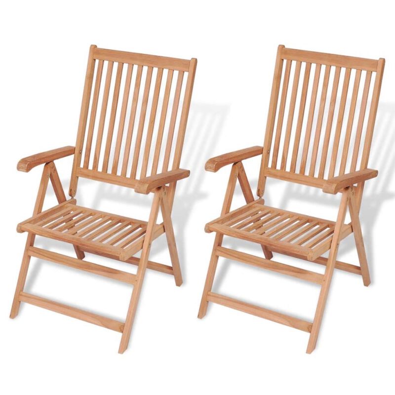 vidaXL Reclining Garden Chairs 2 pcs Solid Teak Wood