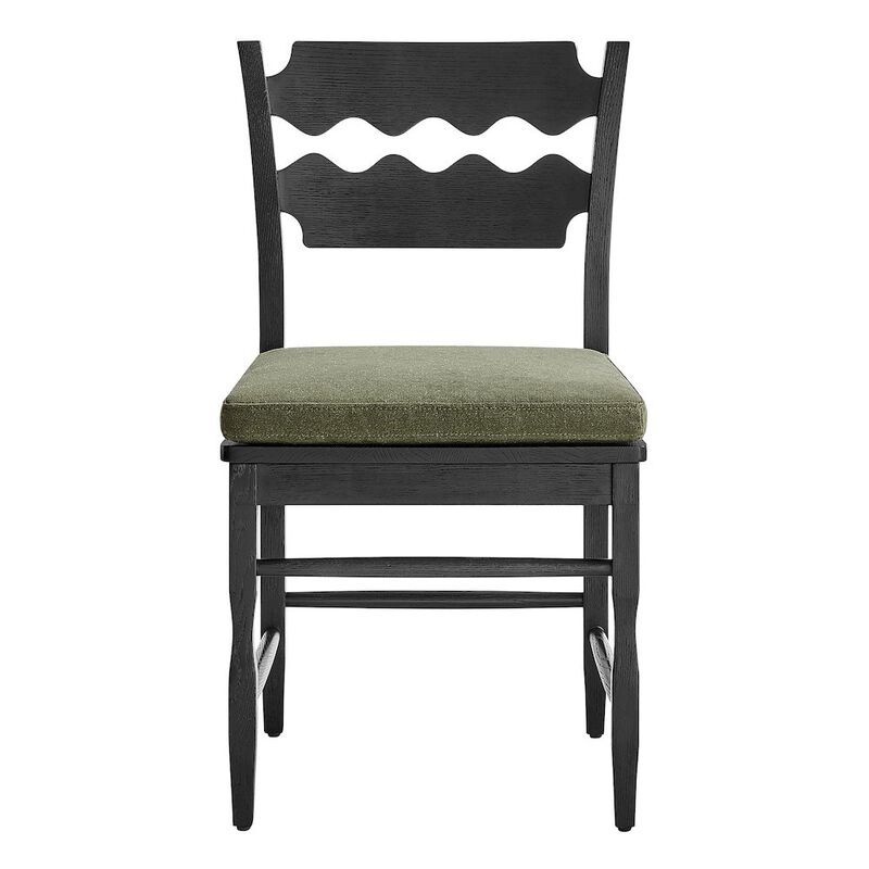 Jax Oak Wood Dining Chair With Wavy Razor Back and Cushion image number 5