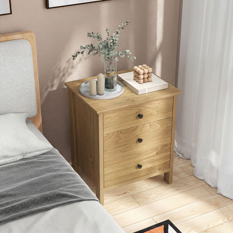 Modern 3-Drawer Wooden Nightstand Bedside Table for Bedroom Storage image number 5
