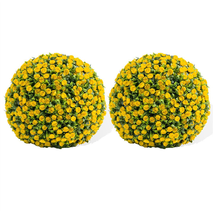 Artificial Topiary Flower Balls, Set of 2 Decorative Topiary Balls Hanging Grass Ball