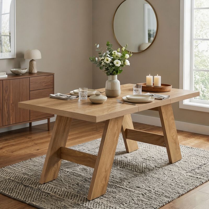 Whisen Dining Table with V-Leg, MDF Space-Saving for Home Kitchen image number 4
