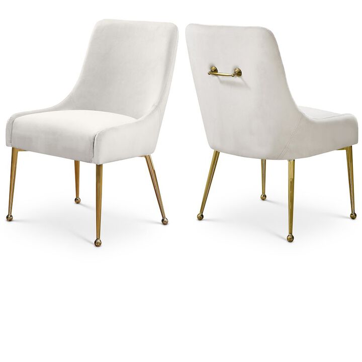 Meridian Furniture Owen Cream Velvet Dining Chair, Set of 2