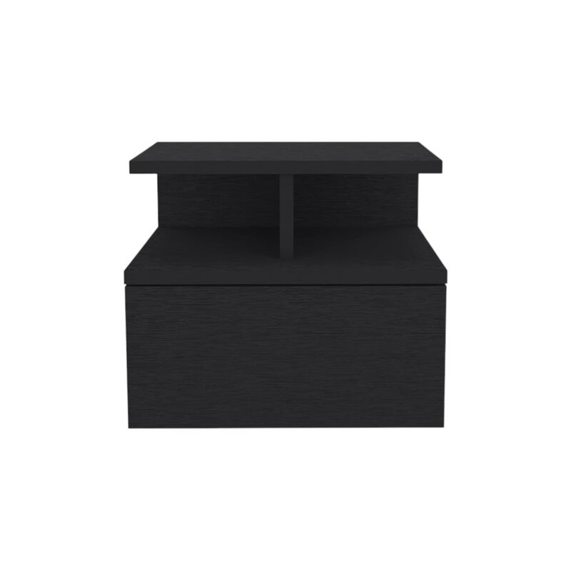 HomeRoots 14" Black Wood One Drawer Floating Nightstand image number 0