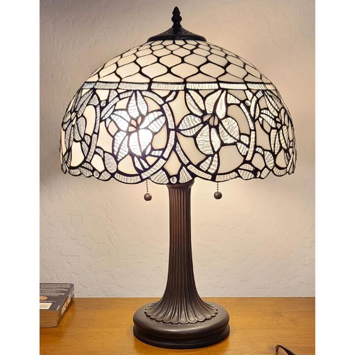 Hivvago 23" Dark Brown Metal Two Light Candlestick Table Lamp With White Shade