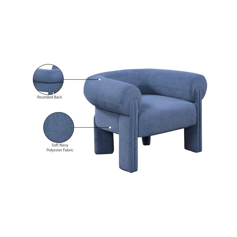 Meridian Furniture Stefano Navy Polyester Fabric Accent Chair