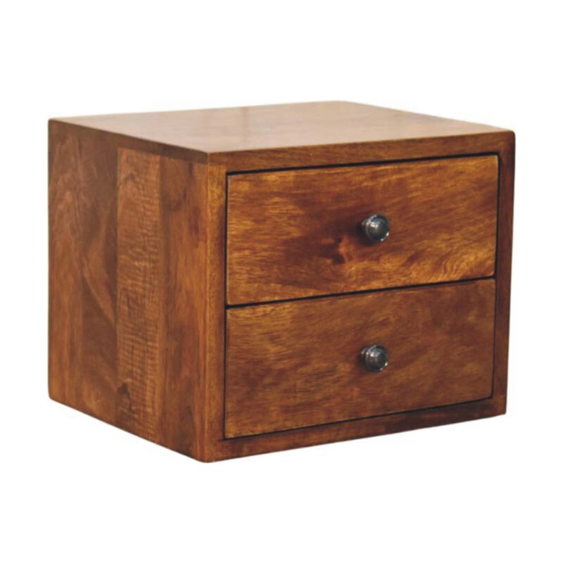 Artisan Furniture Solid Wood Solis 2-Drawer Chestnut Wall Mounted Nightstand
